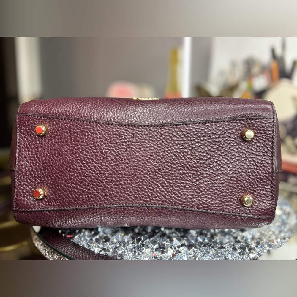 Coach Dark Purple Satchel with Gold Accents - Picture 11 of 15